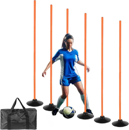 Miniatura 8 de 6 Pcs 5 FT Adjustable Agility Training Poles for Soccer,Basketball,Football, Horse,Dog-Speed and Agility Training Equipment Sports Training Poles
