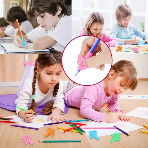 Miniatura 7 de SANNIX Paquete de 16 pinzas de lápiz para escritura a mano para niños, soporte para lápices para niños, agarre de escritura a mano, agarres