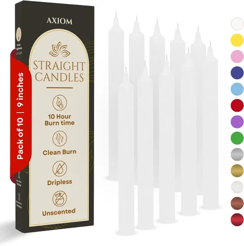 Miniatura 17 de Axiom Candles - Velas cónicas de 10 pulgadas sin goteo - Velas altas sin perfume y sin humo - 9 horas de combustión - Velas cónicas para el hogar