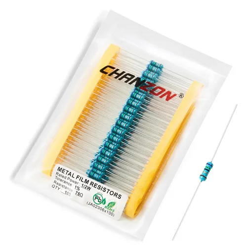 Miniatura 39 de Chanzon - 100 resistencias de película metálica 1/2 W (0.5 W) 10 Ω ohmios ±1% de tolerancia 10R MF, resistencias de agujero pasante con limitación