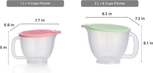 Miniatura 3 de Set de jarras Tupperware Classic Mix-N-Store en verde menta y rosa caramelo, apto para lavavajillas y sin BPA (2 tazones, 2 tapas)