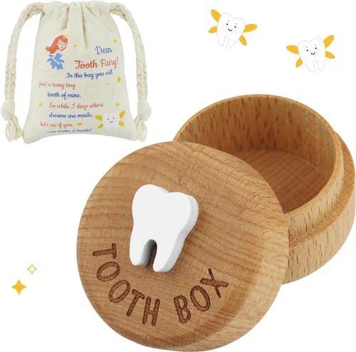 Miniatura 11 de free-space Caja de madera tallada en 3D, caja de almacenamiento de recuerdos de dientes caídos, regalo para niño o niña (2 cajas de dientes)