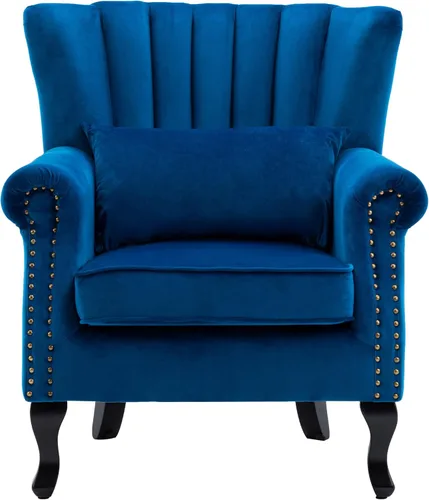 Silla de Acento de Mediados de Siglo Sillón Moderno Tapizado con Respaldo de Alas Silla Club Sofá Individual de Terciopelo Silla de Descanso con