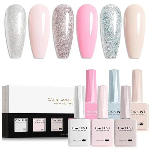 Miniatura 23 de CANNI Kit de esmalte de uñas de gel, 6 colores, rosa nude, 0.3 fl oz, tonos de piel, uñas francesas, marrón neutro, kit de uñas de gel para remojar