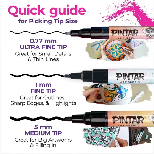 Miniatura 5 de PINTAR Paquete de 24 rotuladores de pintura acrílica con punta extrafina, pintura roca, madera, vidrio, cuero, zapatos, bolígrafos de pintura