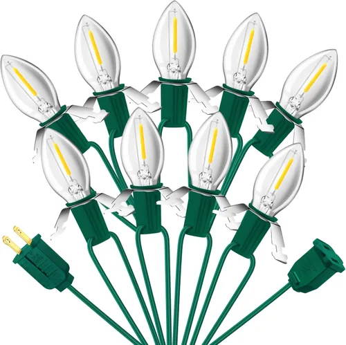 Miniatura 9 de Sistema de iluminación, cable de accesorios verde de 9.8 pies con bombillas de fusible de repuesto C7 de 5 LED, cable de luces de molde por soplado