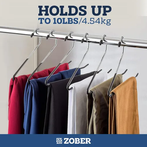Miniatura 4 de Zober Perchas para Pantalones Antideslizantes - Paquete de 20 Perchas de Extremos Abiertos para Pantalones y Jeans para Closet - Percha de Ropa que
