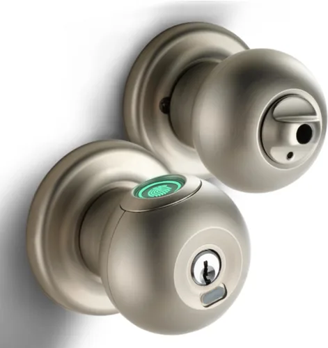 Buoan Cerradura de puerta de huellas dactilares, perilla inteligente de puerta de huellas dactilares con cerradura, cerradura de puerta biométrica,
