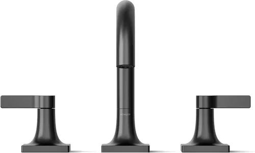 Miniatura 9 de KOHLER K-28125-4N-BL Venza® - Grifo para lavabo de baño, 3 agujeros con dos manijas de palanca y drenaje clicker, 0.5 GPM, negro mate