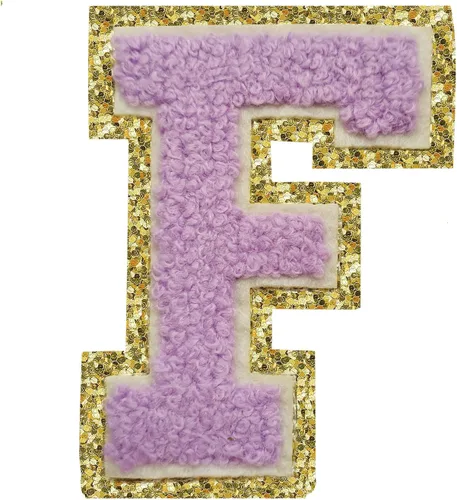 Miniatura 78 de SPRT - Parches de letras de chenilla universitaria con purpurina, parche de letras blancas para planchar con letras del alfabeto para disfraz