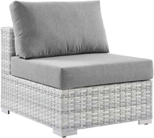 Miniatura 20 de Modway Convene - Otomana rectangular de mimbre para patio al aire libre, color gris claro