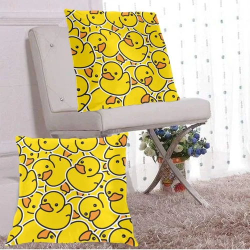 Miniatura 8 de Fiokroo Juego de 2 fundas de almohada de goma con diseño de patos de dibujos animados amarillos, fundas de almohada cuadradas para sofá, dormitorio