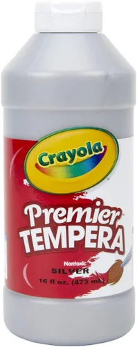Crayola Premier - Pintura Témpera para Niños - Plateado (16 oz), Suministros para Aula de Niños, Excelente para Artes y Manualidades, No Tóxica,