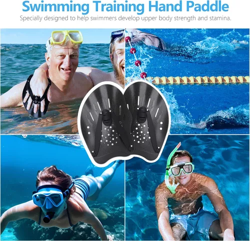 Miniatura 5 de Hianjoo Aletas de Mano para Natación para Adultos y Jóvenes (1 Par), Aletas de Natación de Fuerza de Entrenamiento para Piscina, Accesorios