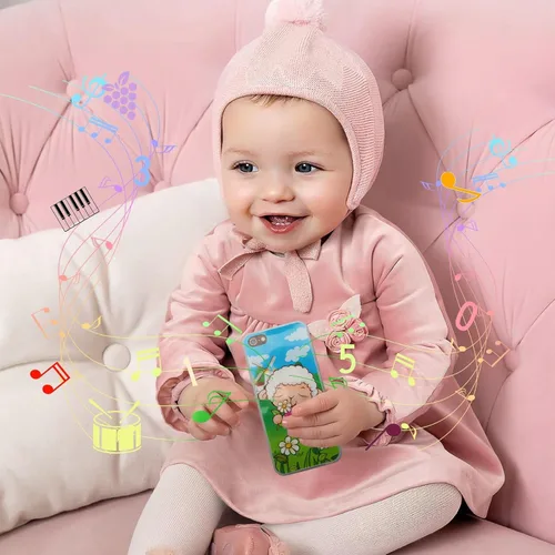 Miniatura 7 de Juguete de aprendizaje para jugar teléfono celular con 8 funciones y luces deslumbrantes, juguete interactivo para bebés, niños y niñas Negro