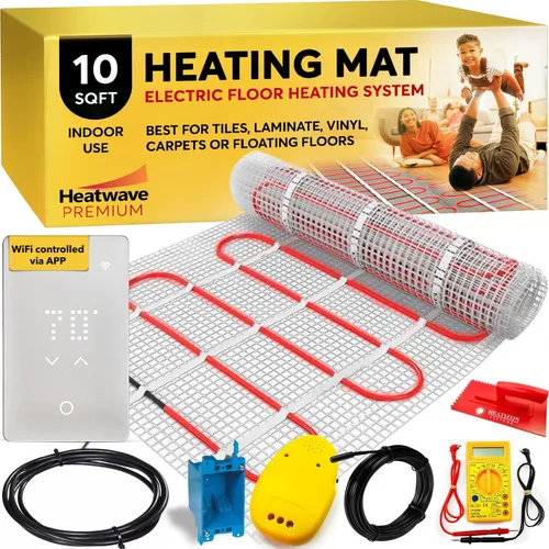 Sistema de suelo con calefacción de alta calidad, 10 pies cuadrados, 1 amperios, 120 vatios, sistema de calefacción eléctrica por suelo radiante de