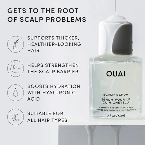 Miniatura 3 de OUAI Suero para el cuero cabelludo – Suero equilibrante para el cabello con extracto de trébol rojo, ginseng siberiano y péptidos para un cabello
