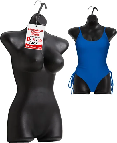 Topmaster Soporte para traje de baño femenino, torso de maniquí femenino duradero, ligero y portátil, soporte para camisa de medio cuerpo con gancho