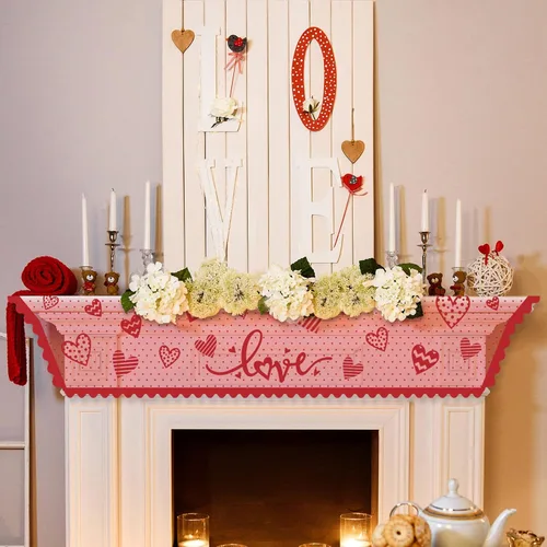 Miniatura 2 de Tatuo Bufanda para el día de San Valentín, mantel de encaje con corazón rojo para el día de San Valentín, boda, aniversario, sala de estar