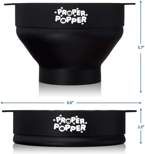 Miniatura 6 de La original Proper Popper - Palomera de microondas, fabricada en silicona, con cuenco plegable sin BPA y apta para lavavajillas - (Negro)