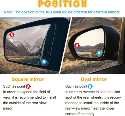 Miniatura 3 de Espejo retrovisor convexo redondo de vidrio HD de 2 pulgadas con marco, espejo de punto ciego para automóvil, gran angular de 360 grados con parte