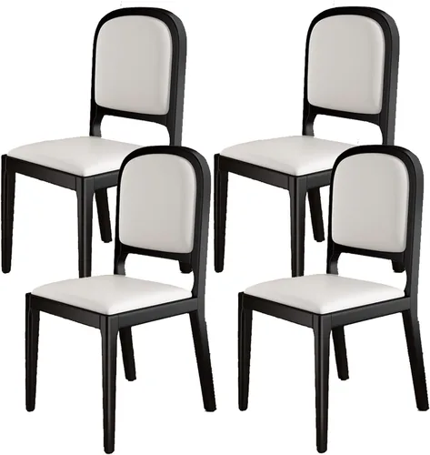 Miniatura 25 de Leather Seat Dining Room Chair with Back, Wooden Dining Chairs Set Kitchen Chair, Dining Room Chairs Armless Seat for Kitchen Living Room Black+khaki