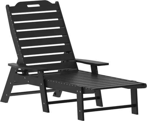 Miniatura 14 de Flash Furniture Monterey Tumbona Adirondack ajustable con soporte para tazas, silla de descanso de polietileno de alta densidad para todo