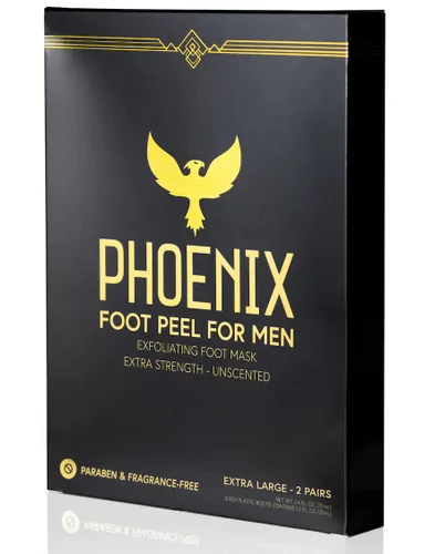 Paquete de 2 Phoenix Foot Peel para hombre, extra grande, extra fuerte, tratamiento exfoliante para pies secos, removedor de callos, sin perfume,