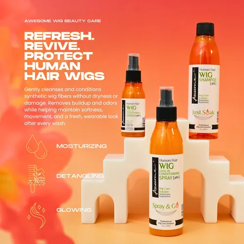 Miniatura 2 de Awesome Peluca de cabello humano sin enjuague en spray acondicionador, pH 5, promueve la seda y el brillo, portátil y tamaño de viaje 2.3 onzas