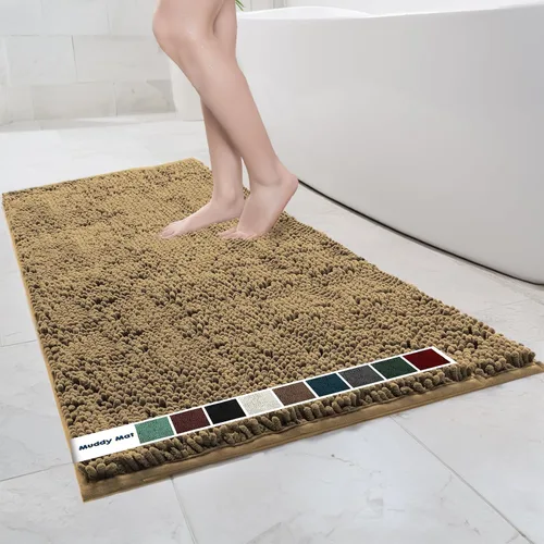 Miniatura 67 de Muddy Mat Alfombras de Baño de Chenilla de Microfibra de Secado Rápido Antideslizantes Lavables, Extra Gruesas, Suaves y Altamente Absorbentes Gris
