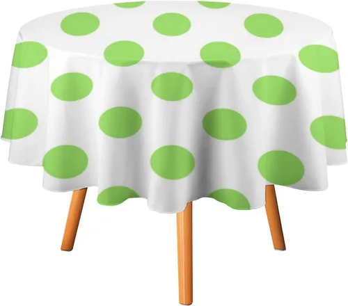 Miniatura 30 de Mantel redondo lavable de lunares negros sobre beige de 50 pulgadas para cocina, comedor, fiesta, decoración moderna