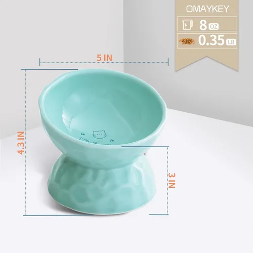 Miniatura 3 de Tazones elevados de cerámica para gatos, juego de cuencos elevados inclinados para comida y agua, plato de porcelana libre de estrés para gatos