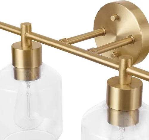 Miniatura 5 de Globe Electric 52083 Cannes - Lámpara de tocador de 4 luces, latón mate, pantallas de cristal opal, bombilla no incluida