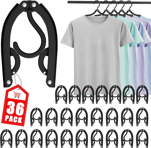 Miniatura 9 de 12 perchas de viaje Trubetter, esenciales para cruceros, perchas plegables portátiles, accesorios de viaje, tendedero plegable para ropa (negro)