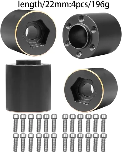 Miniatura 2 de 4 unidades de ruedas Beadlock de 1.9 y 2.2 pulgadas, adaptadores anchos de cubo de rueda hexagonal de 0.472 in para actualizaciones de oruga RC Negro