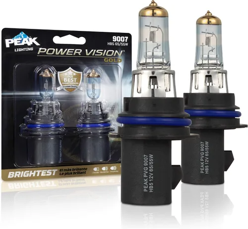 PEAK Power Vision Gold - Faros delanteros automotrices de alto rendimiento 9007/HB5 65/55W (paquete de 2)