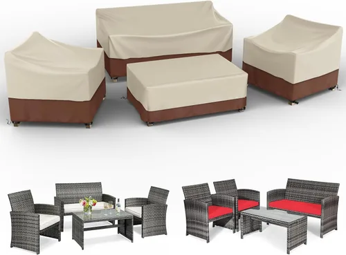 Miniatura 8 de Gasadar Funda Impermeable para Muebles de Exterior, Fundas de Juego de Muebles de Patio para Sofá Biplaza, Silla y Mesa de Centro, 600D Resistente