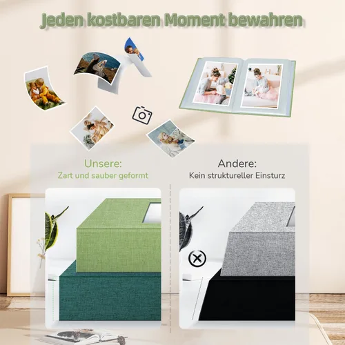 Miniatura 5 de popotop - Álbum de fotos de 4 x 6 pulgadas con 100 fotos, libros de fotos con 100 bolsillos verticales, cubierta de lino, álbumes para fotos Verde
