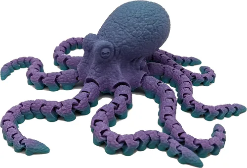 Miniatura 12 de Pulpo impreso en 3D – Personalizable, hecho a pedido Modelo animal articulado (pequeño, morado con tentáculos verde lima)