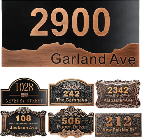 Miniatura 16 de Placa personalizada de dirección de casa de 12 pulgadas, números fundidos para exteriores, placa de señal de dirección personalizada con nombre