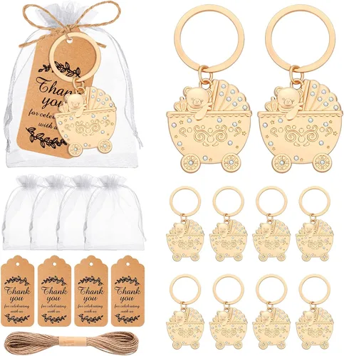 Miniatura 10 de 50 llaveros con forma de carro de bebé para baby boy o chica, decoración de fiesta de revelación de género, premios de juegos, regalos, decoración