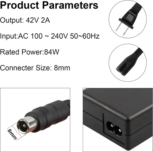 Miniatura 6 de TREE.NB Adaptador de repuesto de 42V 2A para Segway Ninebot Cargador Xiaomi M365, Bird, Lima, Lima-S, Skip, Spin, Segway Ninebot Cargador de scooter