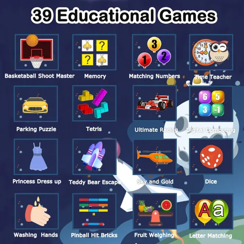 Miniatura 3 de Cosjoype - Reloj inteligente de juego para niños de 4 a 12 años, con 24 juegos de rompecabezas, cámara, pantalla táctil HD, reproductor de música