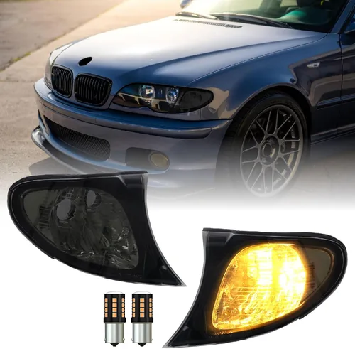 Miniatura 14 de DEPO 99-01 E46 4D - Juego de lámparas de señal de giro de esquina de color humo europeo (izquierda + derecha) compatible con BMW E46 1999-2001 Serie