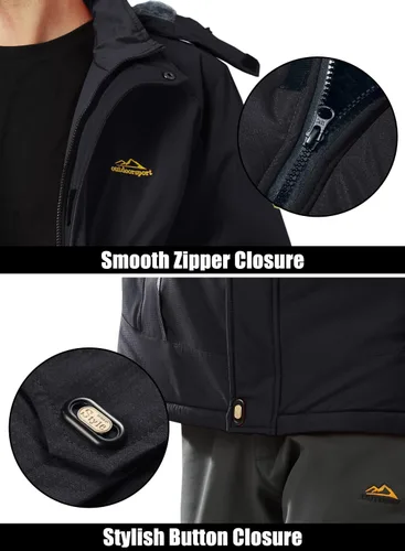 Miniatura 7 de MAGCOMSEN Chaqueta de esquí de invierno para hombre, chaquetas resistentes al agua y nieve, abrigos de forro polar cálido, para snowboard, trabajo