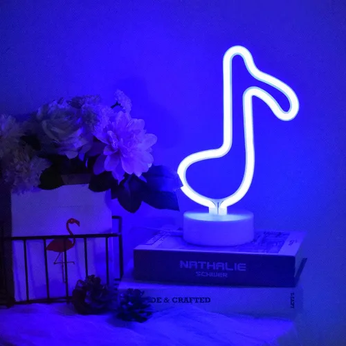 Miniatura 10 de GUOCHENG Letrero de neón con forma de notas musicales, luz nocturna LED de neón con batería y alimentada por USB, lámparas de iluminación creativas