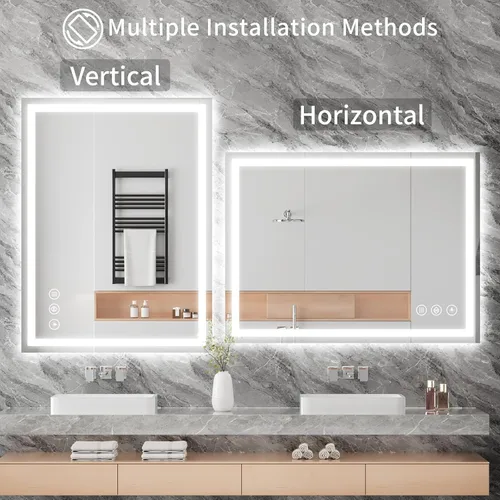 Miniatura 7 de Koonmi - Espejo de baño LED de 20 x 28 pulgadas, retroiluminación + iluminación frontal, espejo de baño LED con luces para pared, 3