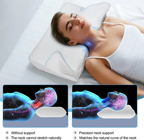 Miniatura 4 de Almohada cervical de espuma viscoelástica, almohada ergonómica para el cuello para aliviar el dolor de cuello y hombros, almohada de apoyo