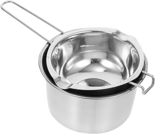 Juego de ollas de doble caldera de acero inoxidable para derretir chocolate caramelo vela jabón y cera – 20.3 fl oz interior 6.3 in exterior olla