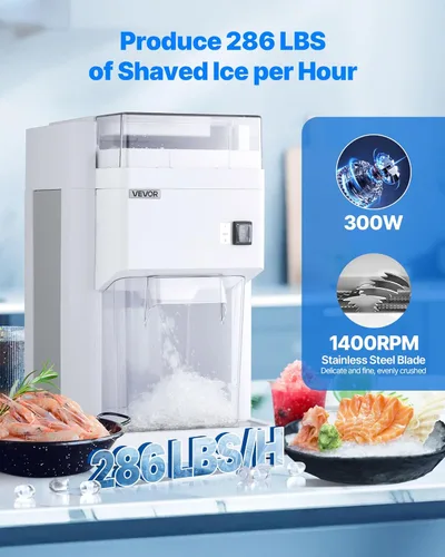 Miniatura 3 de VEVOR - Máquina trituradora de hielo comercial, 1.91QT / 1.8L, trituradora eléctrica de cubos de hielo grande, con motor premium de 300W, cuchillas